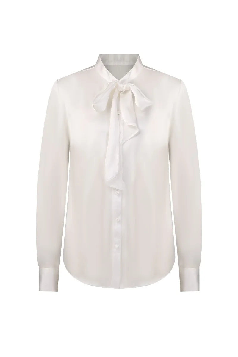 Milanese Pure Silk Women's Tie-Neck Blouse