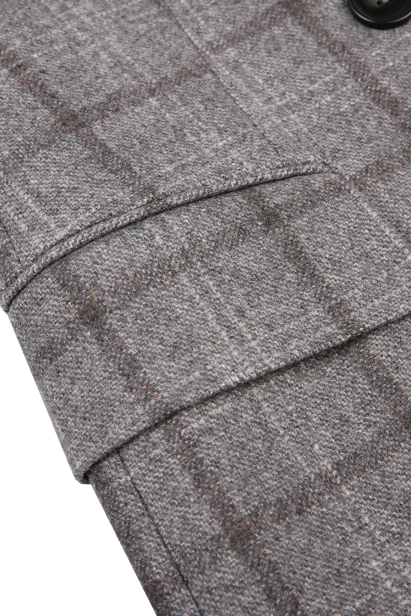 Close-up of a gray textured fabric with a check pattern women business formalwear