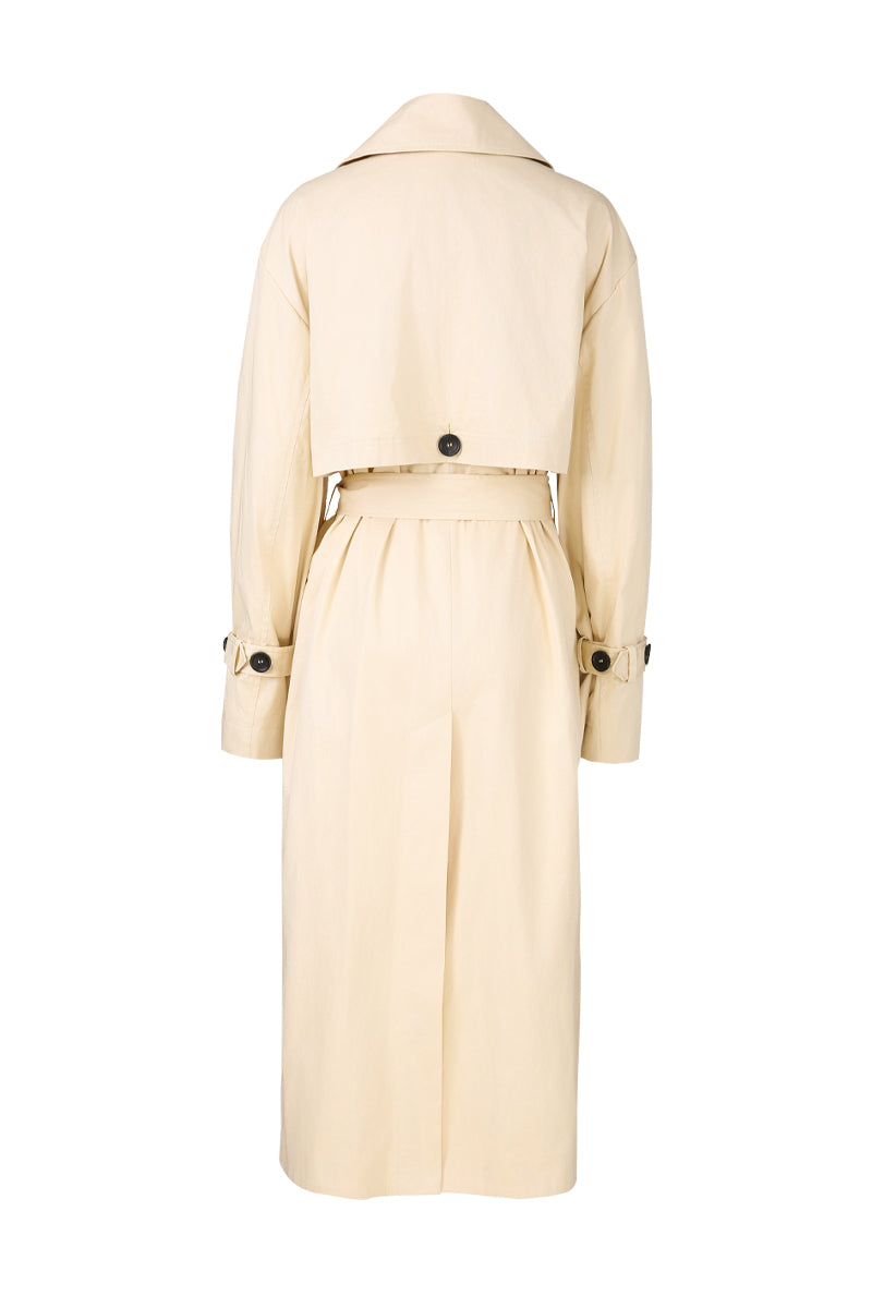 Aria Light Yellow Cotton Trench Coat