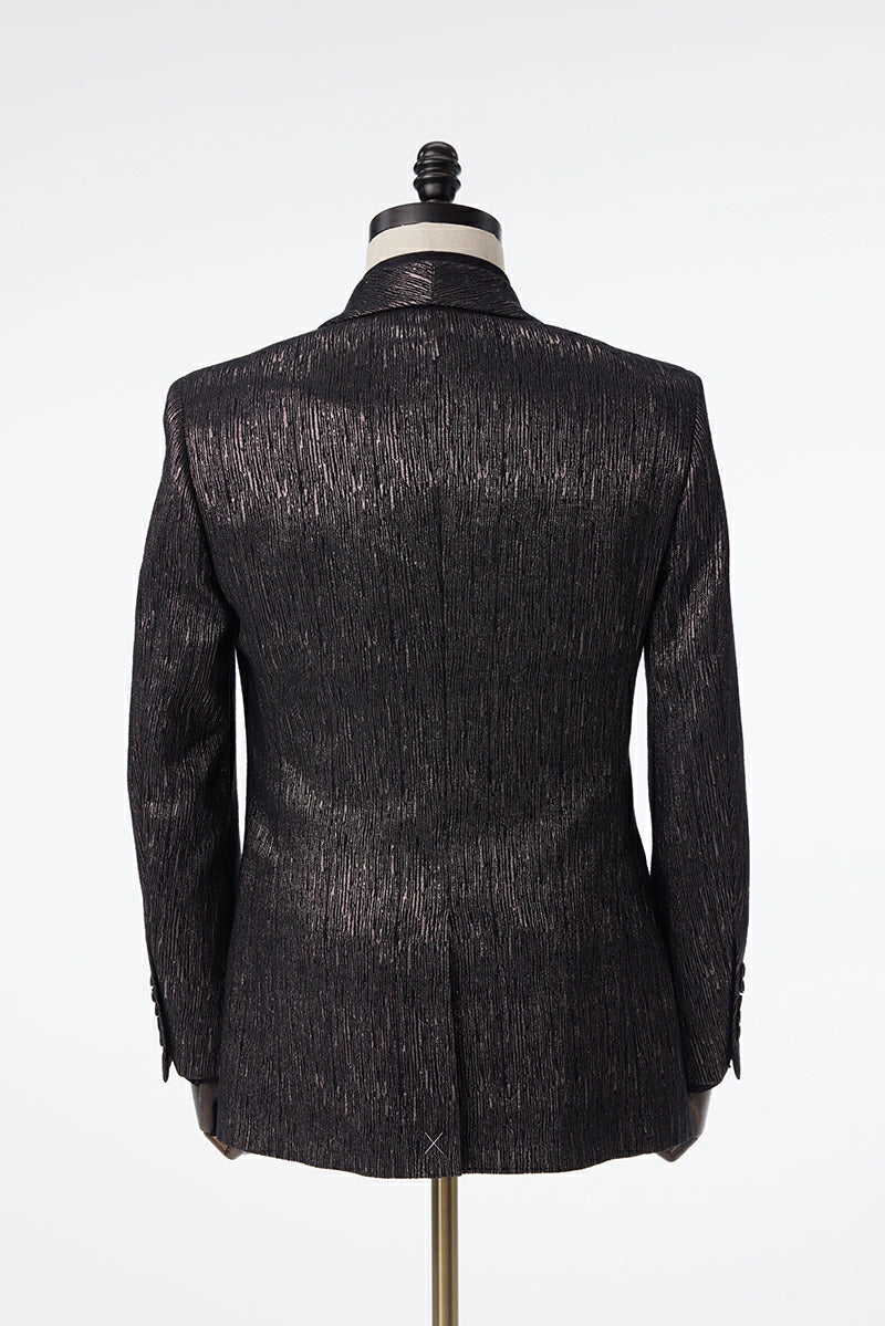 Noir Striation Single-Breasted Dinner Jacket