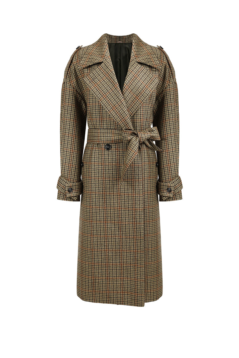 Plaid patterned coat on a white background Tweed custom Overcoat