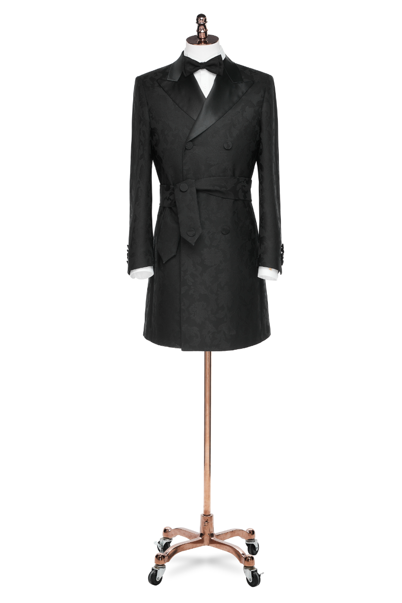 Lexington Black Jacquard Overcoat