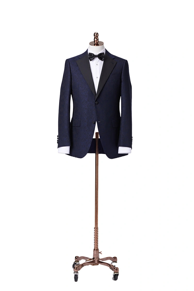 Midnight Navy Jacquard Tuxedo Jacket