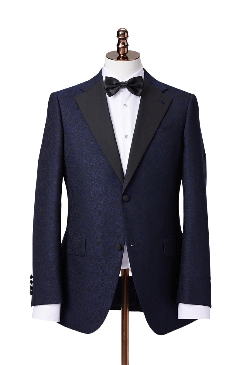 Midnight Navy Jacquard Tuxedo Jacket