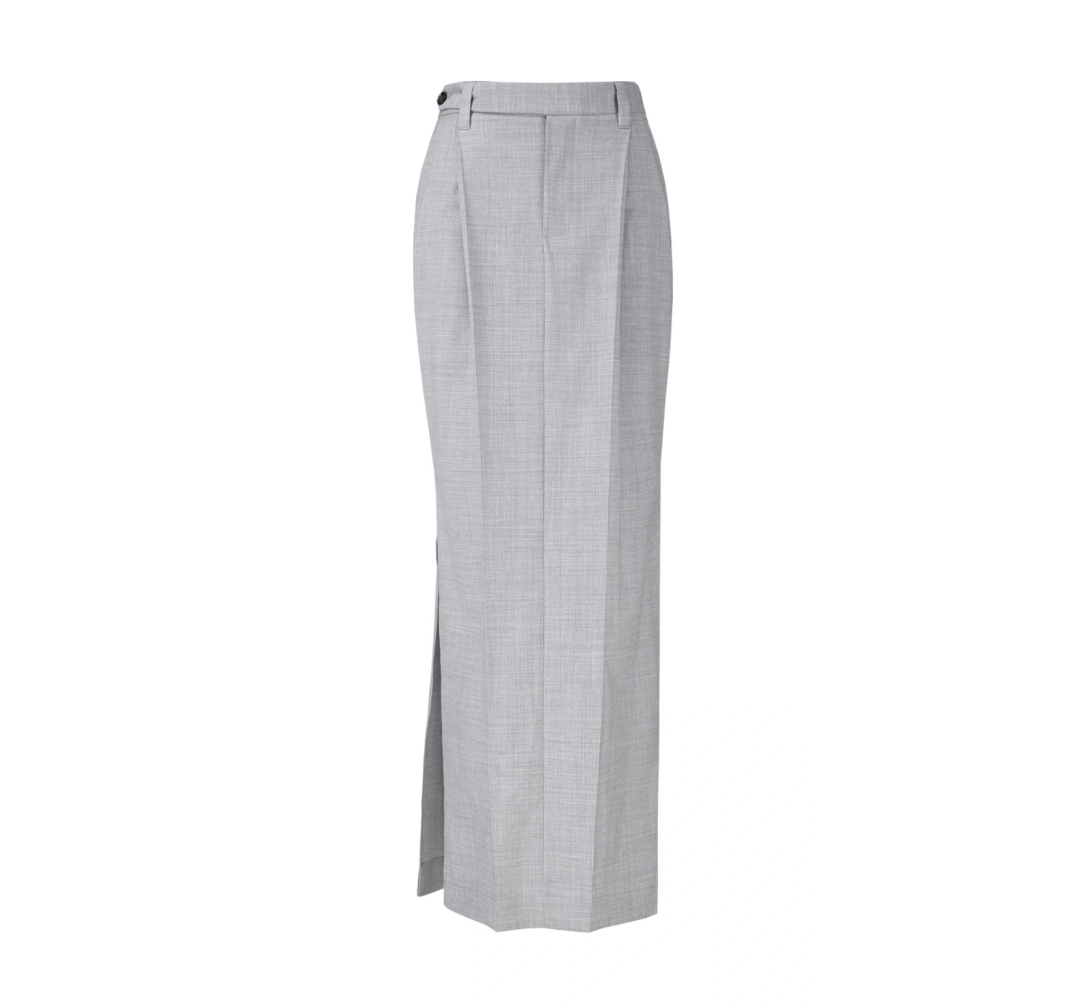 Milano Light Grey Wool Women's Long Skirt