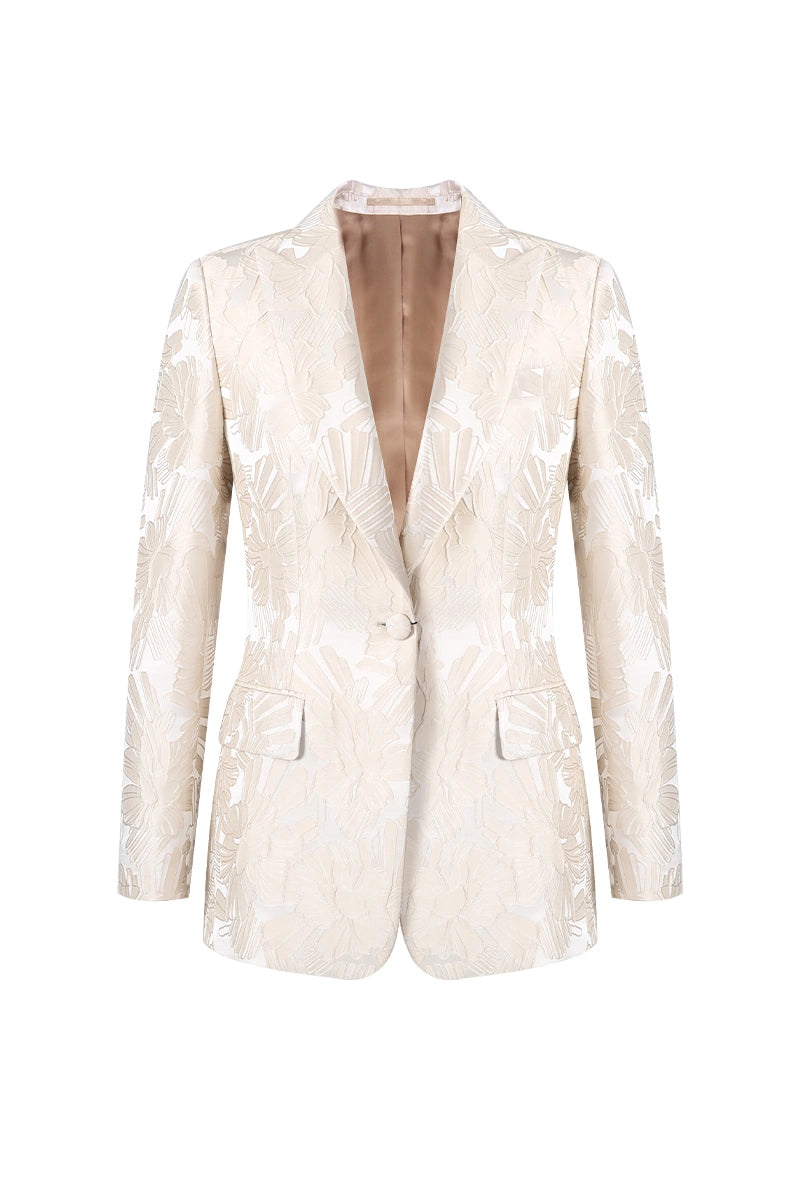 Ivory Flora Jacquard Women's Blazer