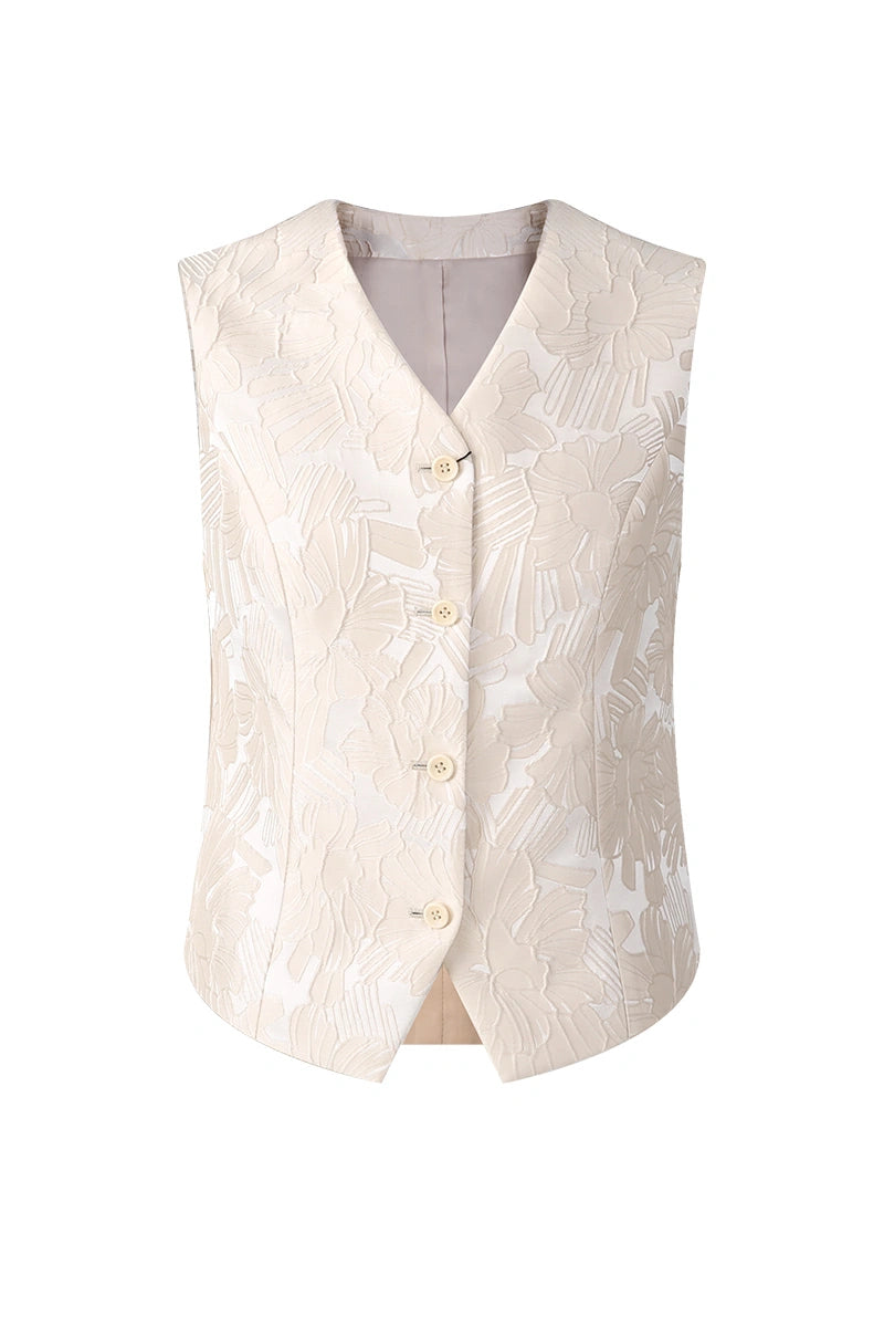 Ivory Flora Jacquard Women's Vest