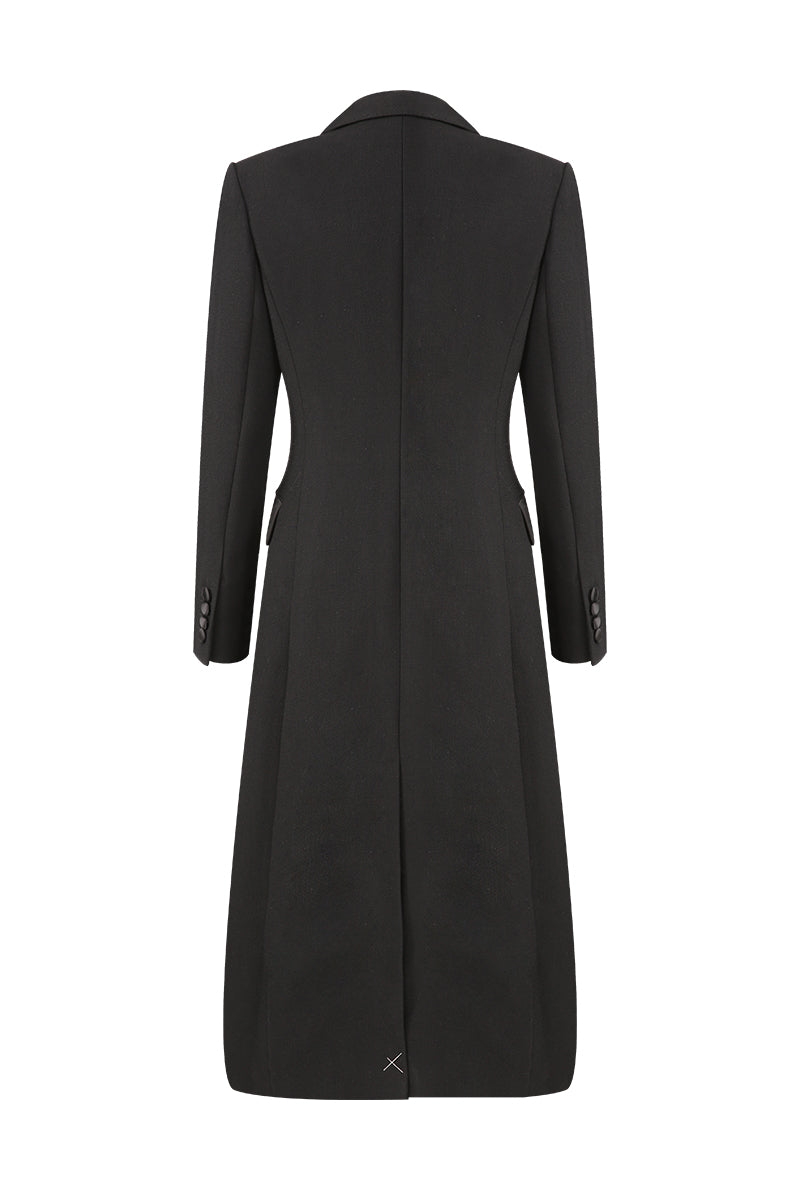 Verona Black Wool Overcoat
