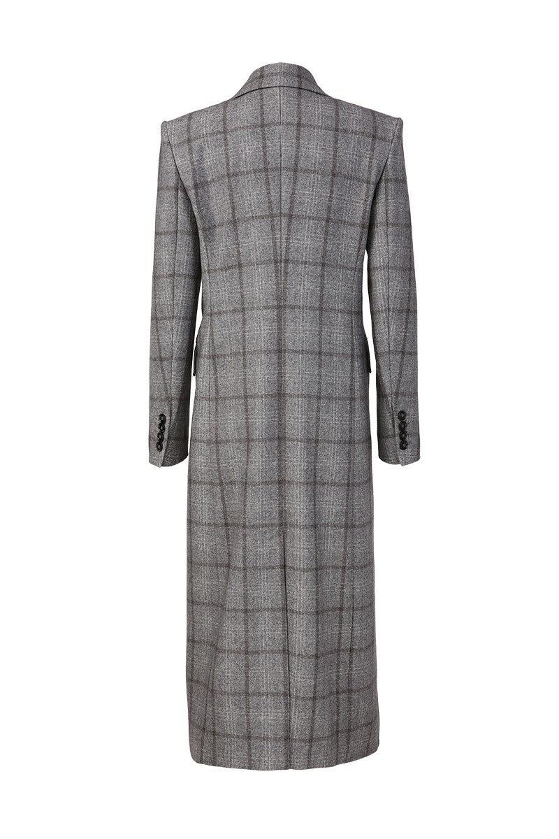 Gray checkered coat on a white background women business formalwear