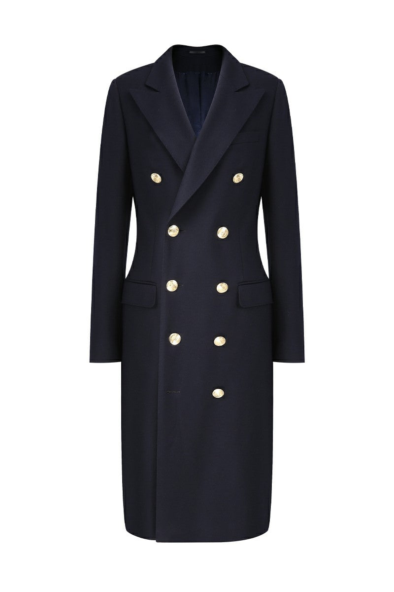Ariana Navy Double Breasted Overcoat