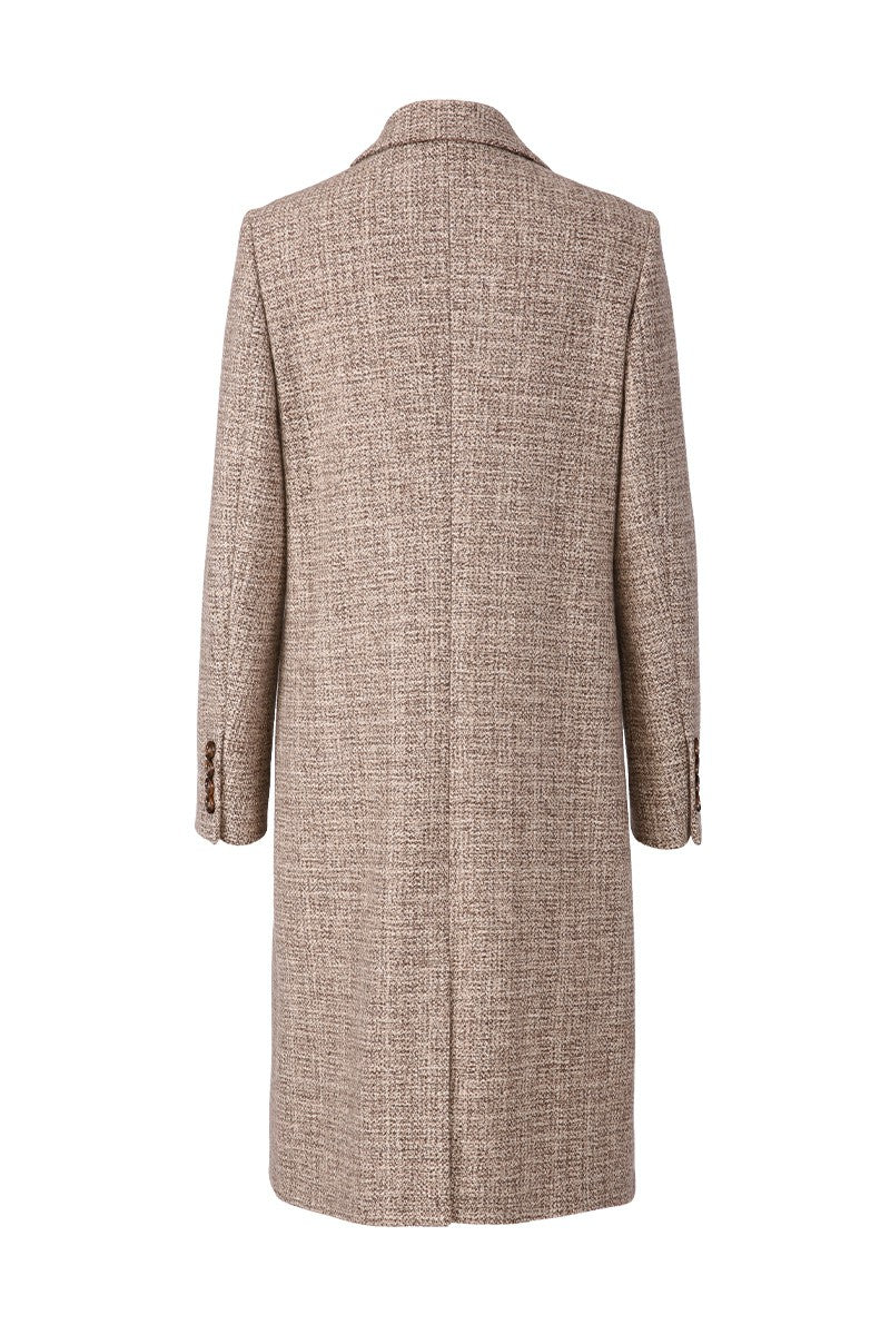 Marion Khaki Wool Blend Tweed Overcoat