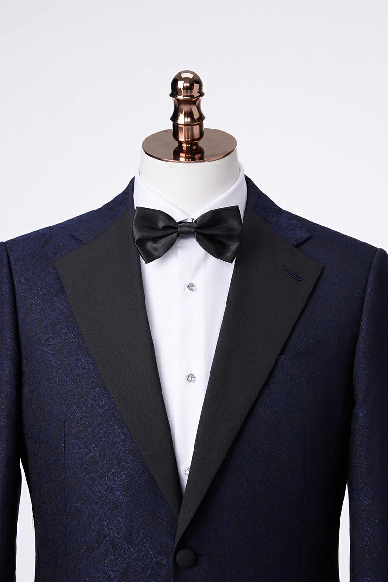 Midnight Navy Jacquard Tuxedo Jacket