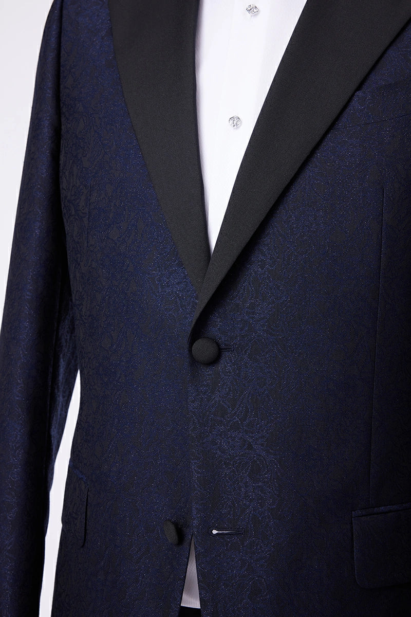 Midnight Navy Jacquard Tuxedo Jacket